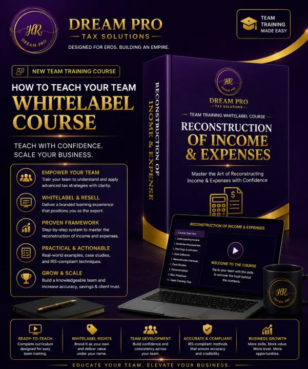 White Label Course: Reconstruction of Income and Expenses
