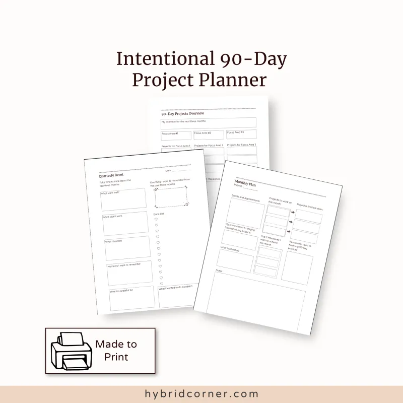 Intentional 90-Day Project Planner Printable 