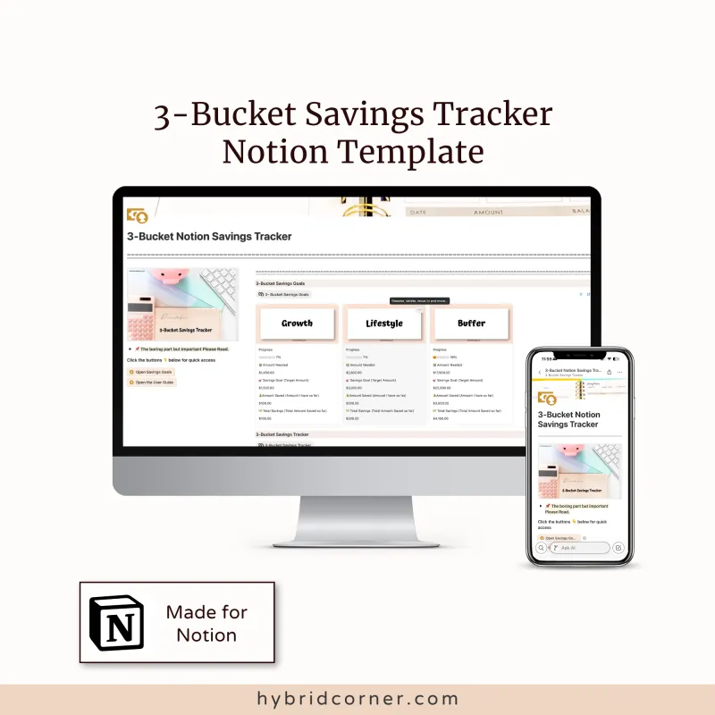 3-Bucket Savings Tracker Notion Template 