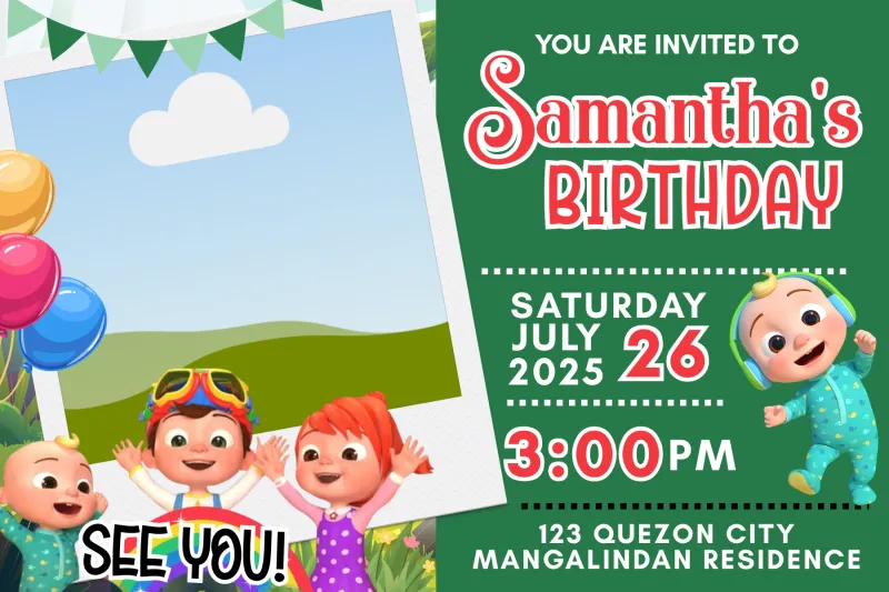 Cocomelon Birthday Invitation