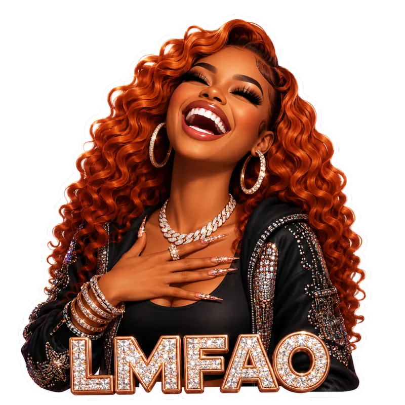  Black Baddie "LMAO" PNG