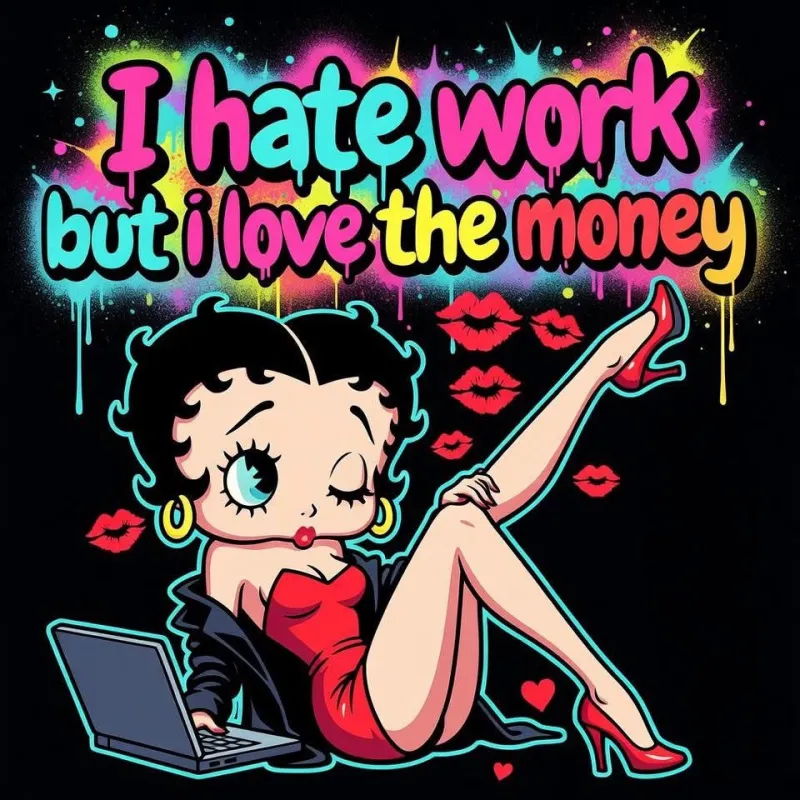  I Hate Work But I love The Money Betty Boop PNG
