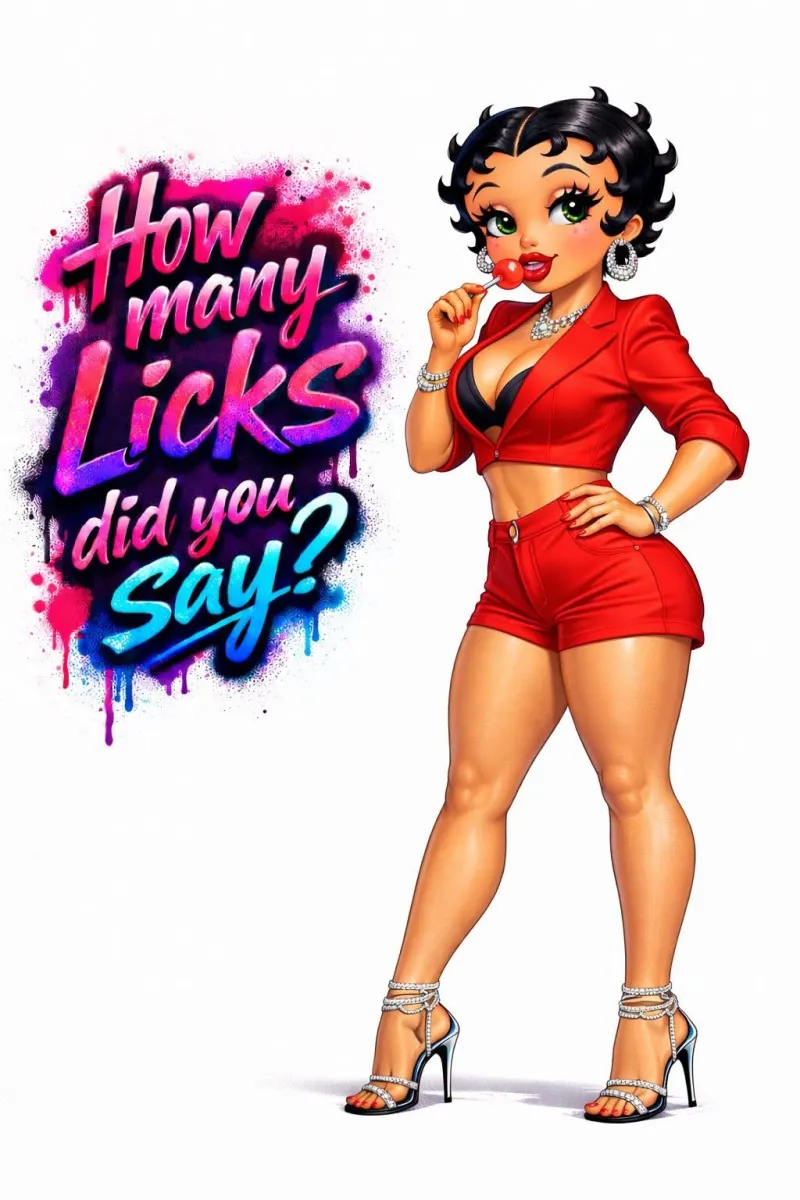 "HOW MANY LICKS DID YOU SAY" Betty Boop PNG