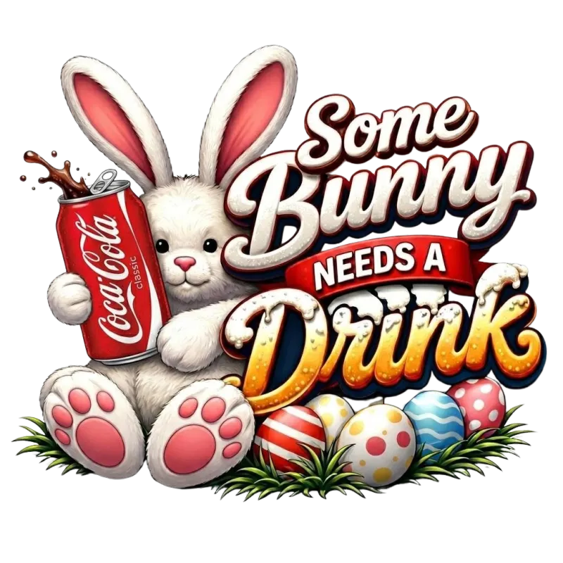 Bunny Needs a Drink PNG | Funny Easter Bunny Clipart