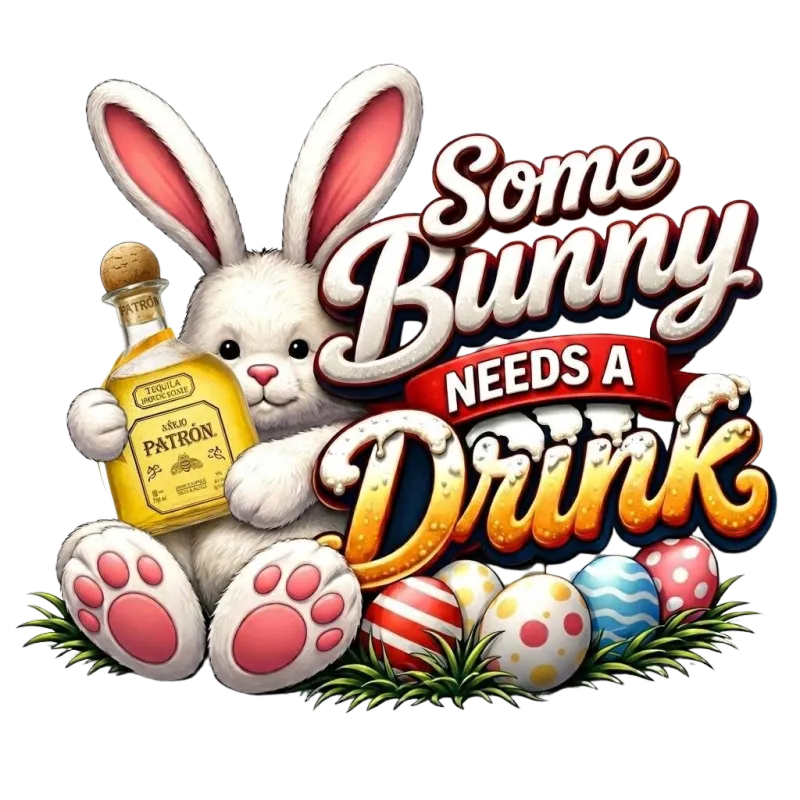 Bunny Needs a Drink PNG | Funny Easter Bunny Clipart 