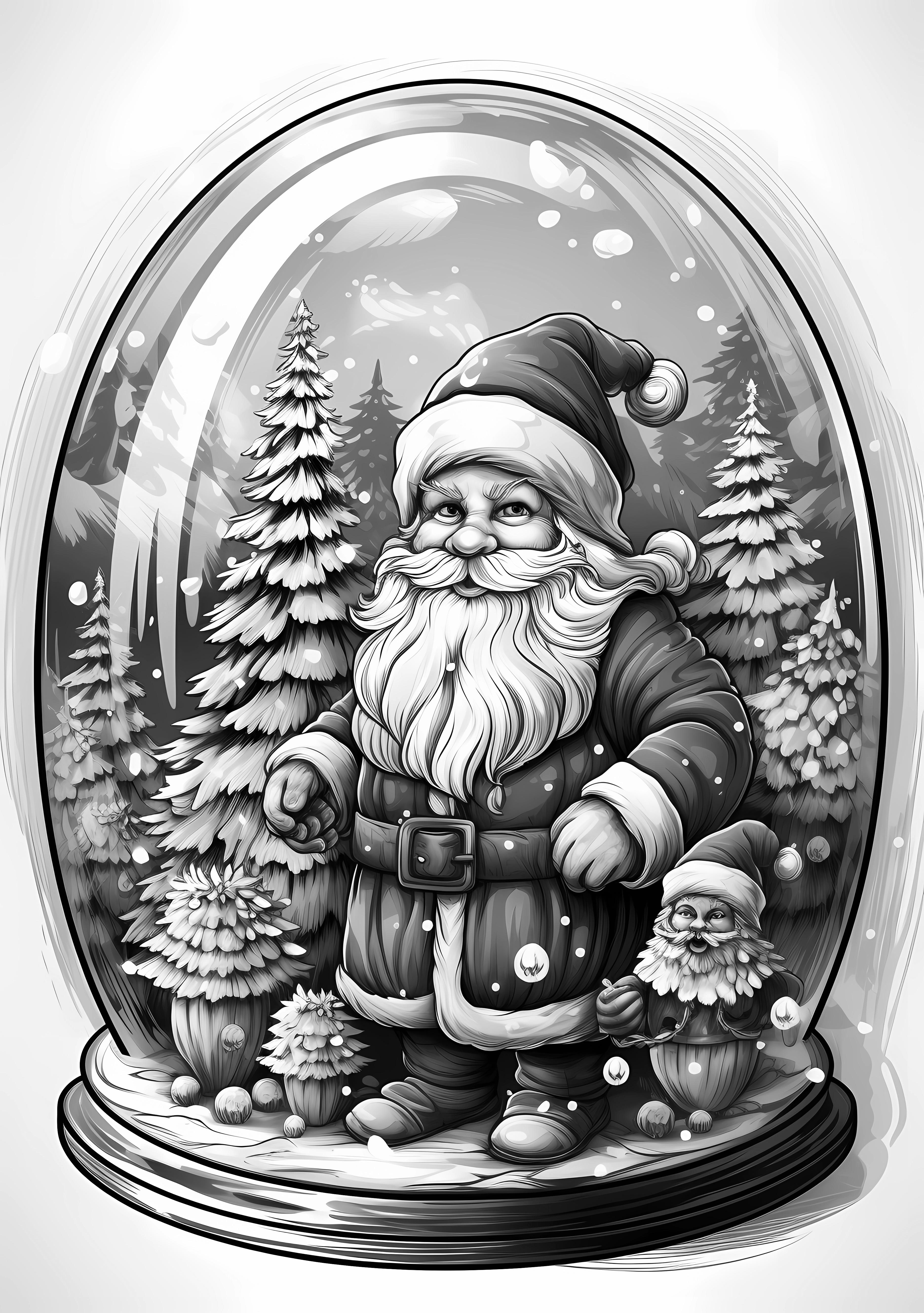  Black & White Santa PNG Bundle