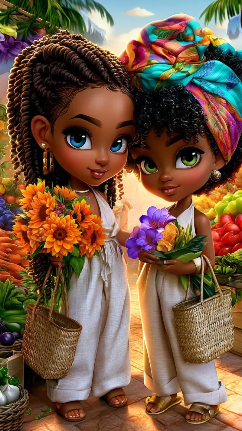 Black, Beautiful & Blessed Female Friends PNG 