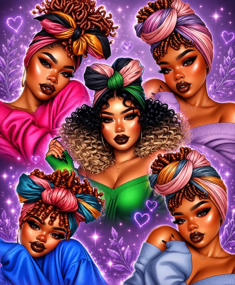 Black, Beautiful & Blessed Female Friends PNG 