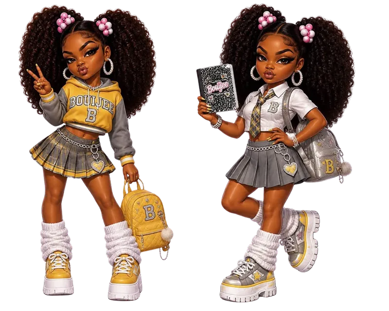 Adorably Cute & Bougie Chibi Teen Girl PNG Bundle