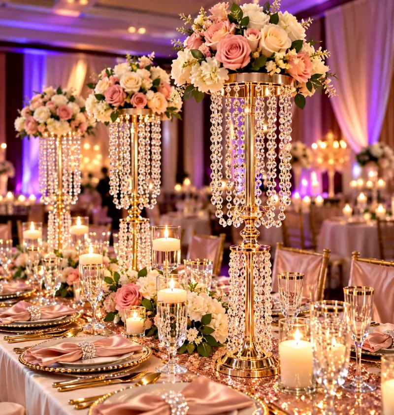 🌸 🌸✨ Tall Crystal Cascade Floral Centerpiece Rental