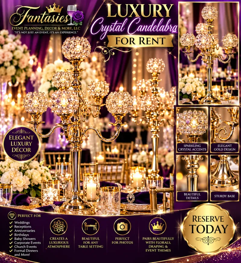 Luxury Crystal Candelabra Centerpiece Rental