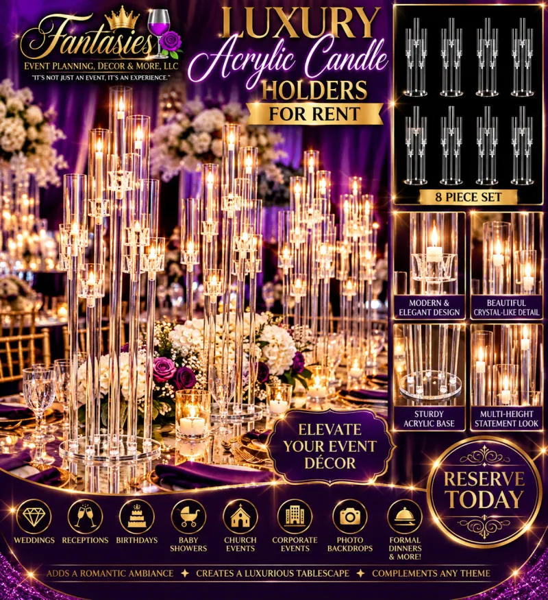 Luxury Clear Acrylic Candle Holder Rental