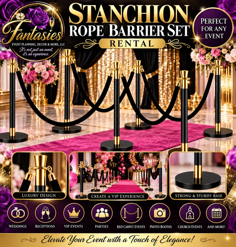 Black & Gold Stanchion Rope Rental
