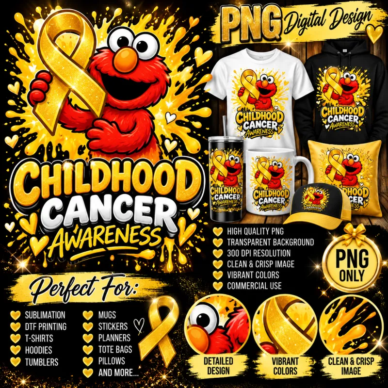 Elmo Childhood Cancer Awareness PNG