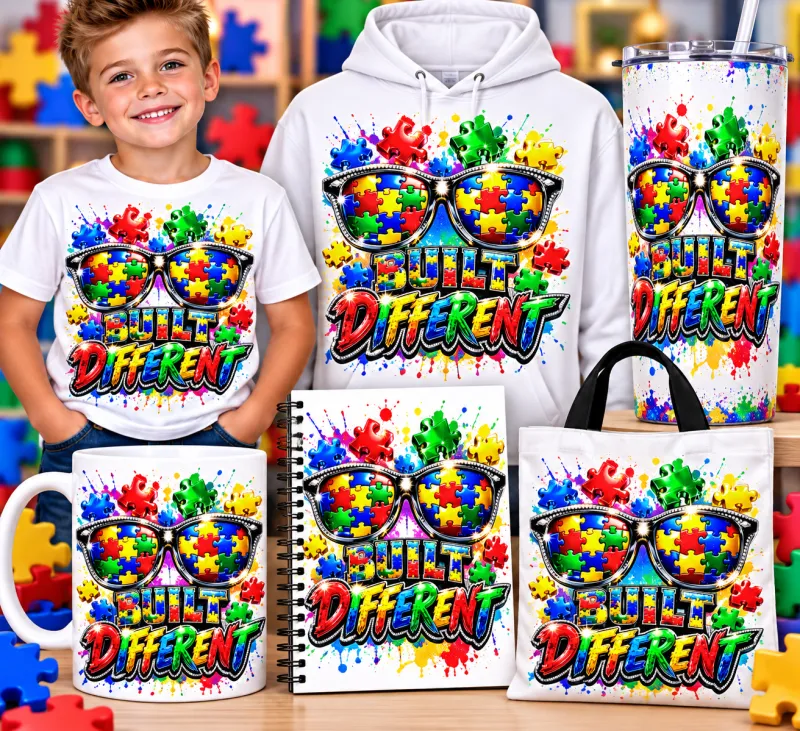 Autism Awareness “Built Different” PNG 