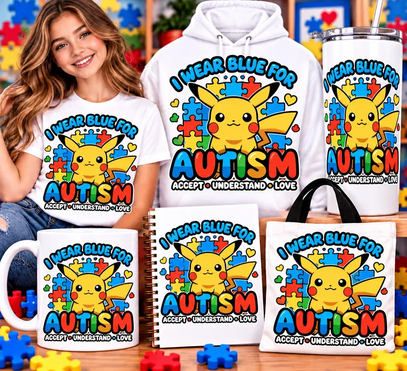  "I Wear Blue Accept, Understand, Love" Autism Awarenes PNG