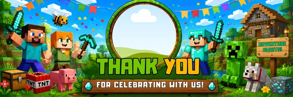  🎉 Minecraft Birthday Thank You Photo Template 