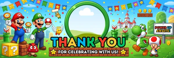  🎉Mario Birthday Thank You Photo Template 