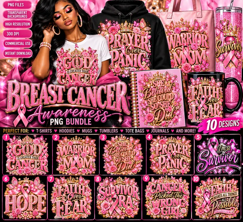  Breast Cancer PNG Bundle