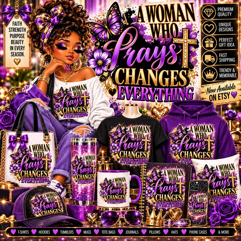  ✝️ A Woman Who Prays Changes Everything PNG