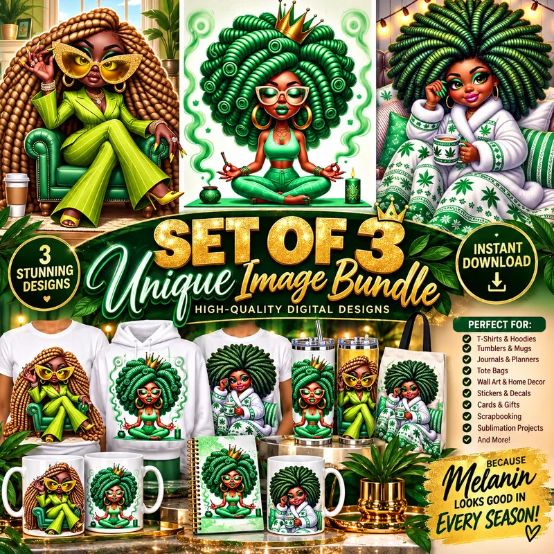 👑 Unique Black Girl Digital Image Trio Bundle