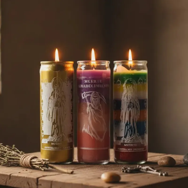 Veladora Santa Muerte 7 Colores Ritualizada 3pack