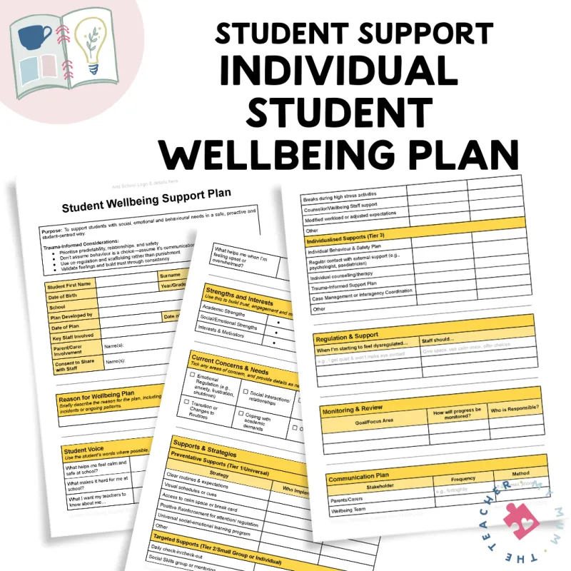 Classroom Management - Student Support: Wellbeing Plan Template