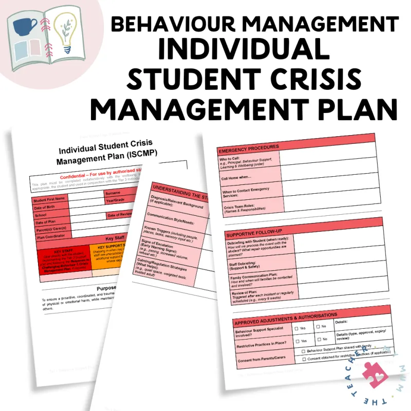 Classroom Management - Student Support: Individual Student Crisis Management Plan template