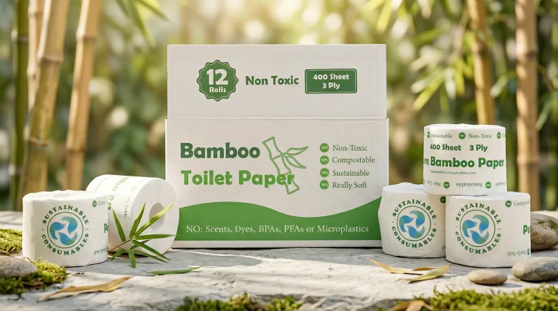 Copy of 100% Bamboo Toilet Paper |12 Rolls, 3-Ply, 400 Sheets | Tree-Free, Septic Safe, PFAS Free