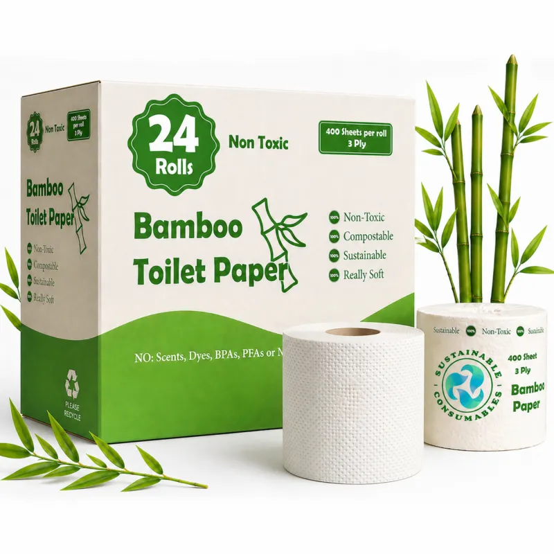 100% Bamboo Toilet Paper | 24 Rolls, 3-Ply, 400 Sheets | Tree-Free, Septic Safe, PFAS Free