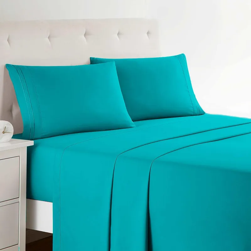 Clara Clark Premier 1800 Collection Queen Deluxe Sheet Set Teal - Deep Pocket Microfiber