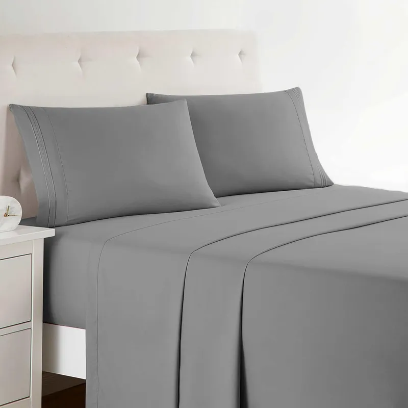 Clara Clark Premier 1800 Collection King Deluxe Sheet Set Dark Gray - Deep Pocket Microfiber