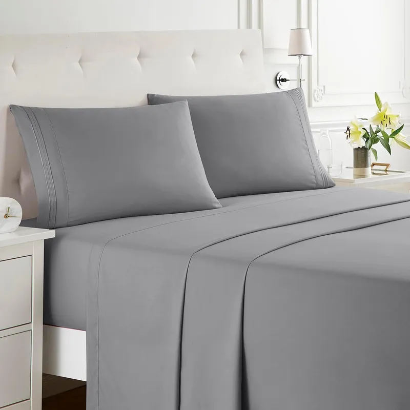 Clara Clark Premier 1800 Collection Queen Deluxe Sheet Set Dark Gray - Deep Pocket Microfiber
