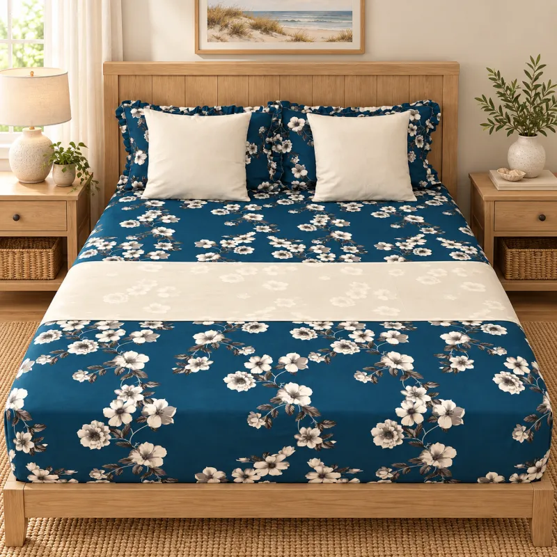 Midnight Blossom Queen Bedsheet Set – 8 Pieces