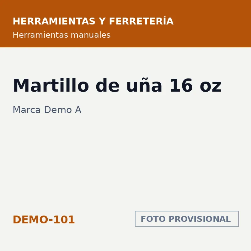 Marca Demo A Martillo de uña 16 oz · SKU DEMO-101