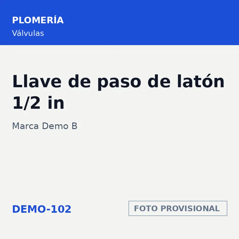 Marca Demo B Llave de paso de latón 1/2 in · SKU DEMO-102