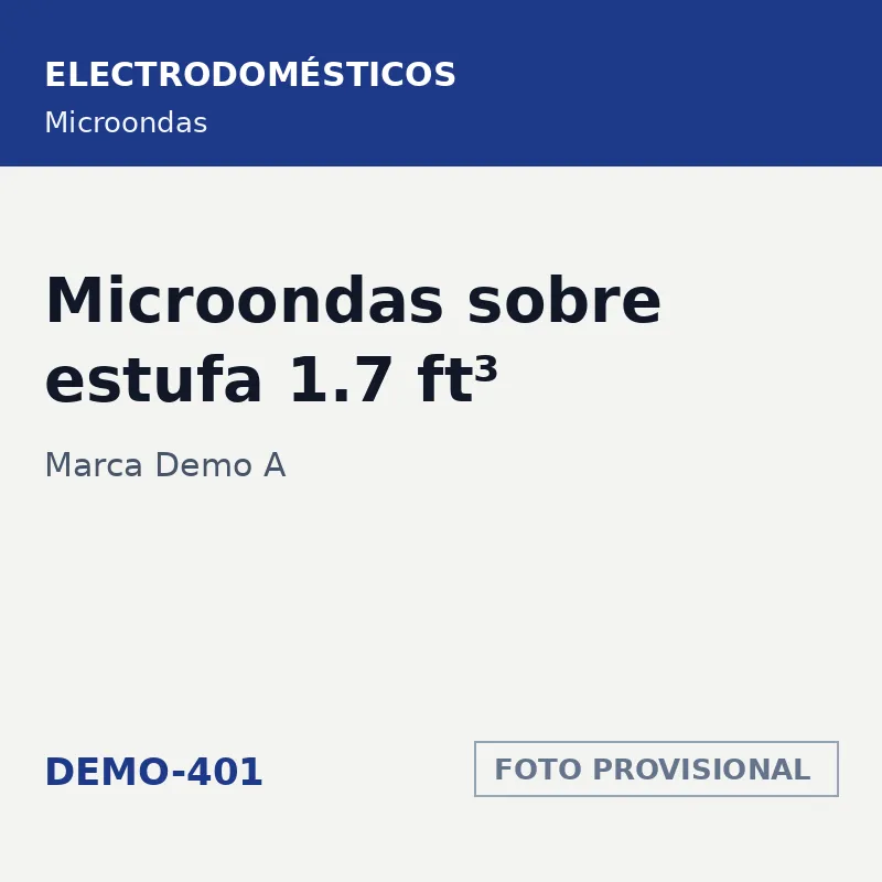 Marca Demo A Microondas sobre estufa 1.7 ft³ · SKU DEMO-401