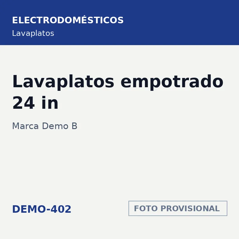 Marca Demo B Lavaplatos empotrado 24 in · SKU DEMO-402