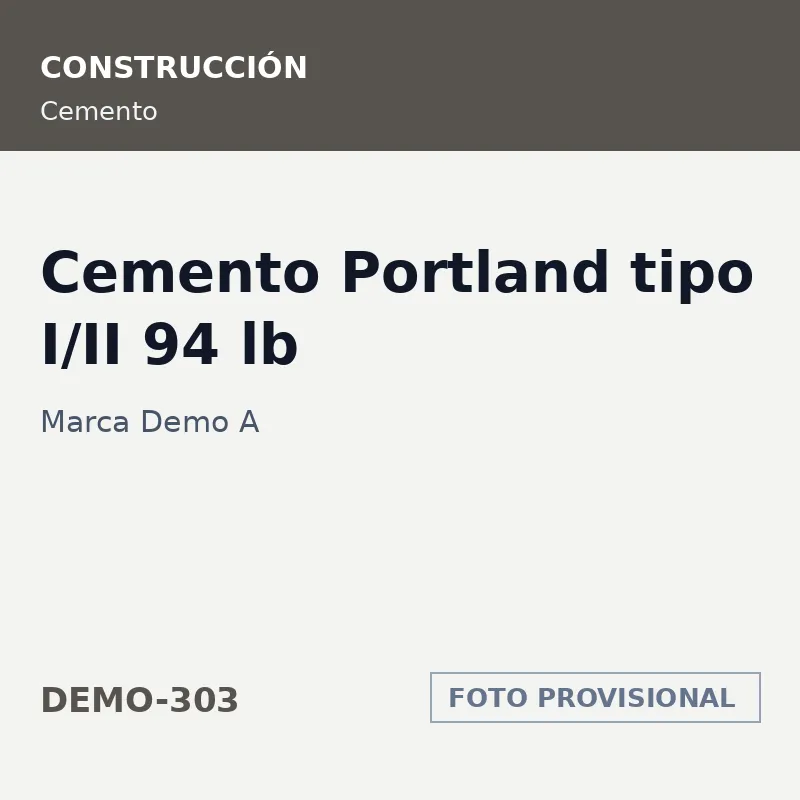 Marca Demo A Cemento Portland tipo I/II 94 lb · SKU DEMO-303