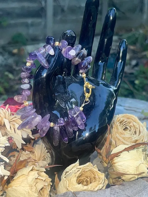 Amethyst chip bracelet