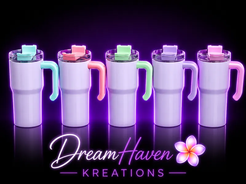 20oz Sublimation Tumbler with Coloured Handle & Lid