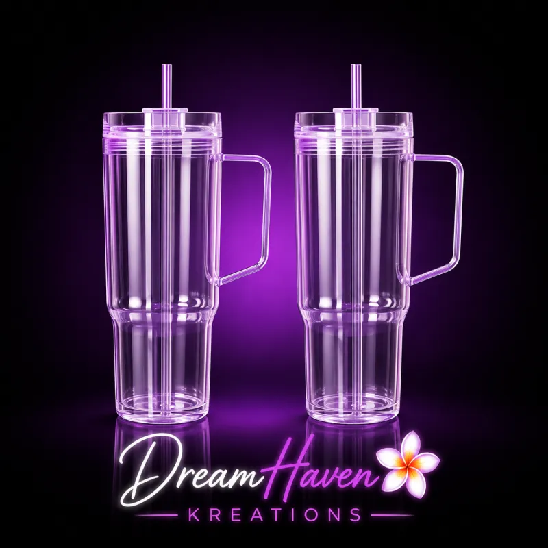 40oz Acrylic Snowglobe Tumbler – Pre-Drilled with Lid & Straw (1182ml)