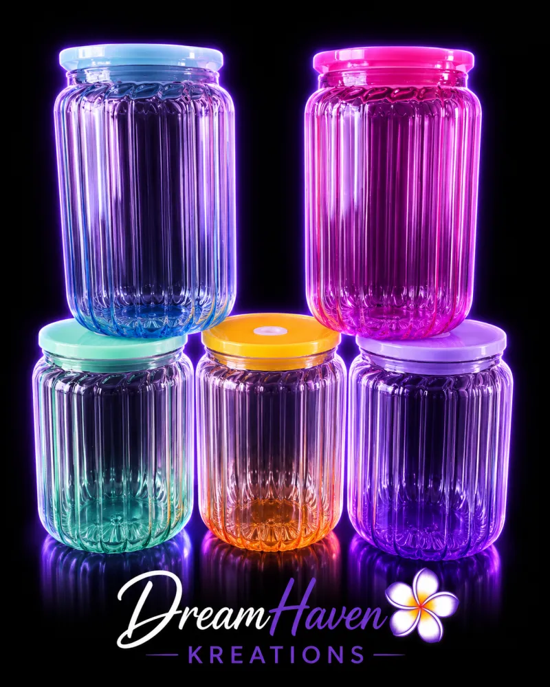 Custom 16oz Glass Ombre Ribbed Tumbler