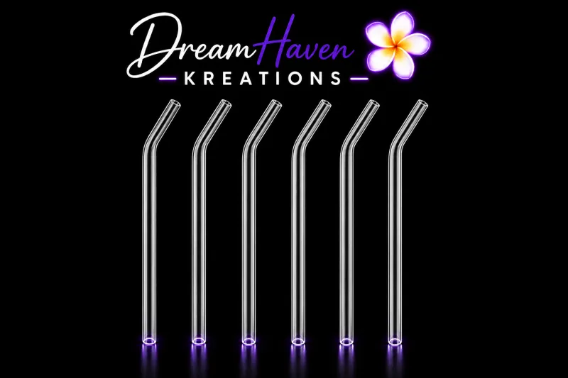 10 Pack Bent Glass Straws