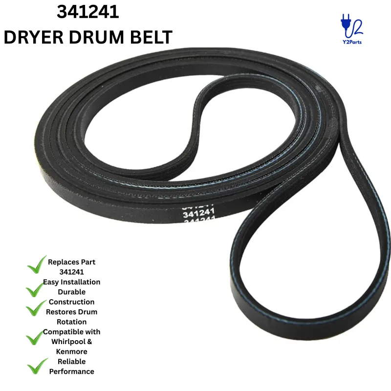 Y2PARTS 341241 Dryer Drum Belt Replacement for Whirlpool Kenmore Maytag Dryers WP341241