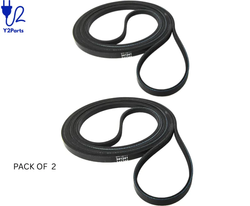 Y2PARTS 341241 Dryer Drum Belt Replacement for Whirlpool Kenmore Maytag Dryers Pack of 2 WP341241