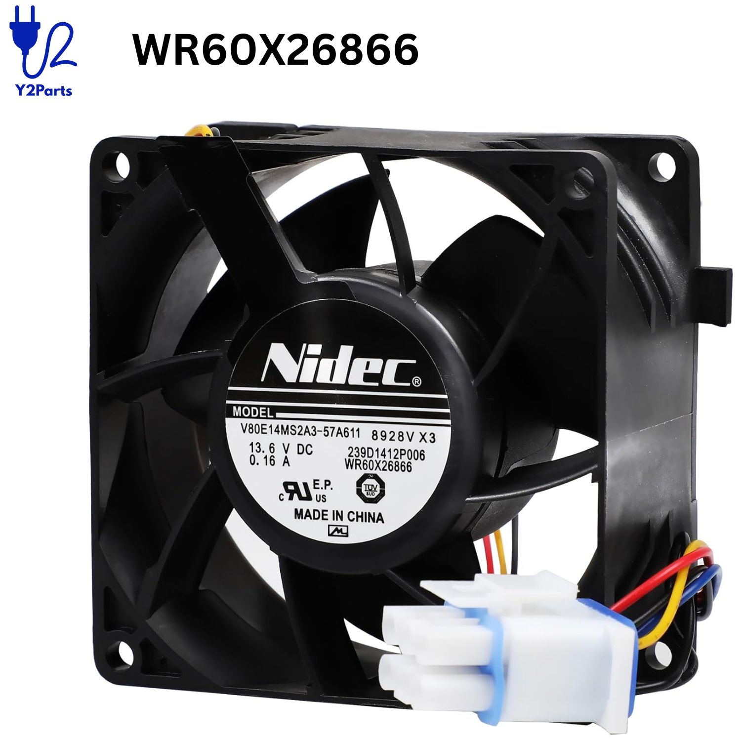 Y2PARTS WR60X26866 Refrigerator Evaporator Fan Motor Replacement for GE Hotpoint Refrigerators