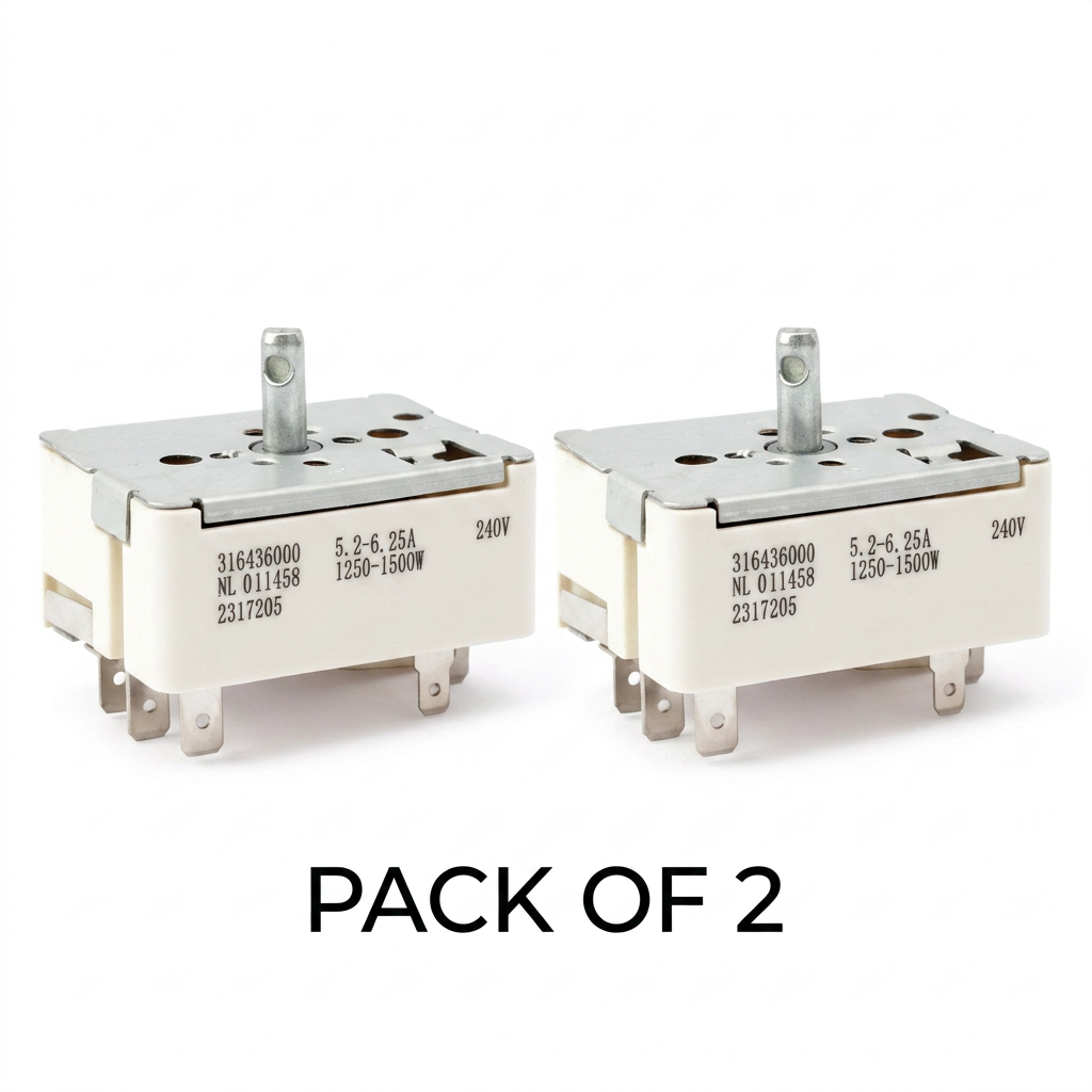 Y2PARTS 316436000 Surface Burner Infinite Switch 2 Pack, Compatible with Frigidaire & Kenmore Electric Ranges, 6 Inch Surface 