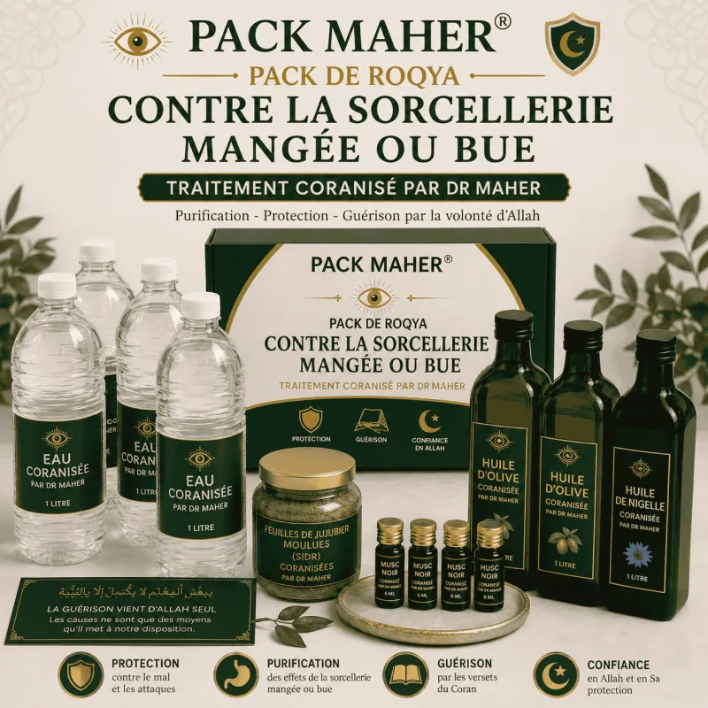 Pack Maher® – Pack de Roqya contre la Sorcellerie Mangée ou Bue