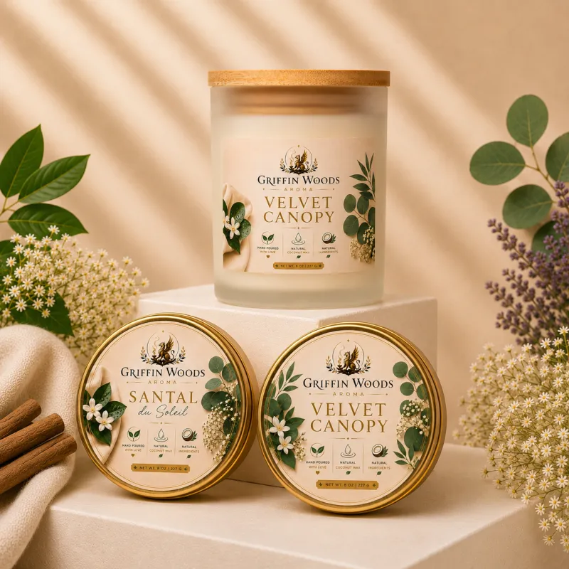 Velvet & Santal Mini Luxe Bundle – 1 Velvet Canopy 8 Oz Candle + 2 Tin Candles